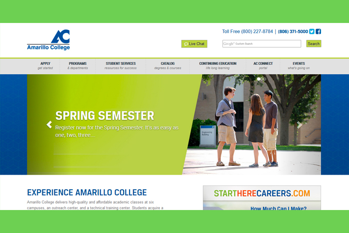 Amarillo College Website Homepage